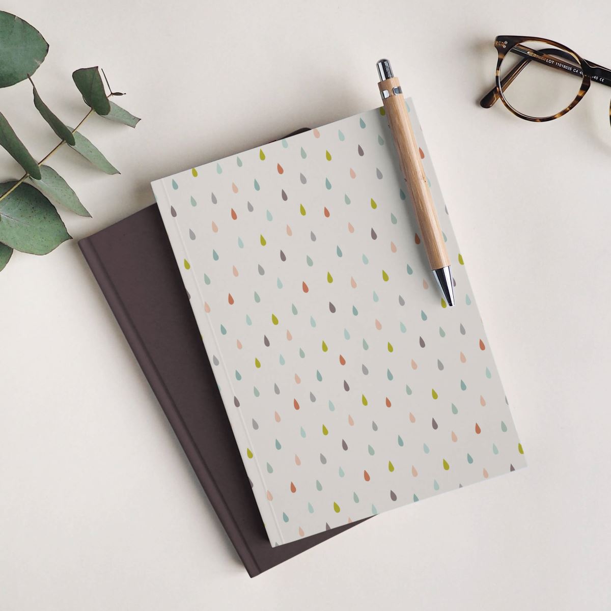 Geometrik damla desenli çizgisiz A5 defter