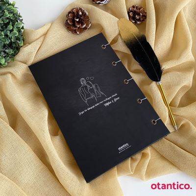 Kuş tüyü kalem temalı kişiye özel hediye defter